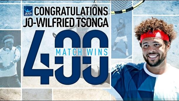Jo-Wilfried Tsonga remporte sa 400ème victoire à l'ATP World Tour suite à son succès en demi-finale de Rotterdam contre Tomas Berdych.