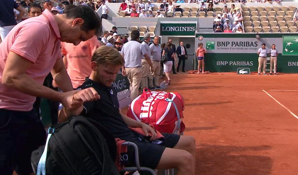Goffin touché à l'avant-bras droit face à Cecchinato