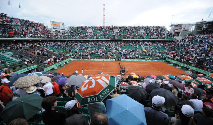 Tsonga et Berdych à l'échauffement sur le Chatrier 