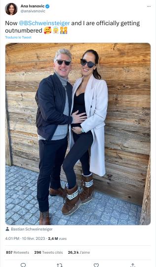 Ivanovic enceinte d'un 3ème enfant à 35 ans : Maintenant, Bastian (son mari, NDLR) et moi sommes officiellement en infériorité numérique
