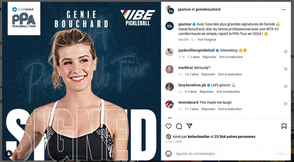 Eugénie Bouchard met un terme à sa carrière... au profit du pickleball.