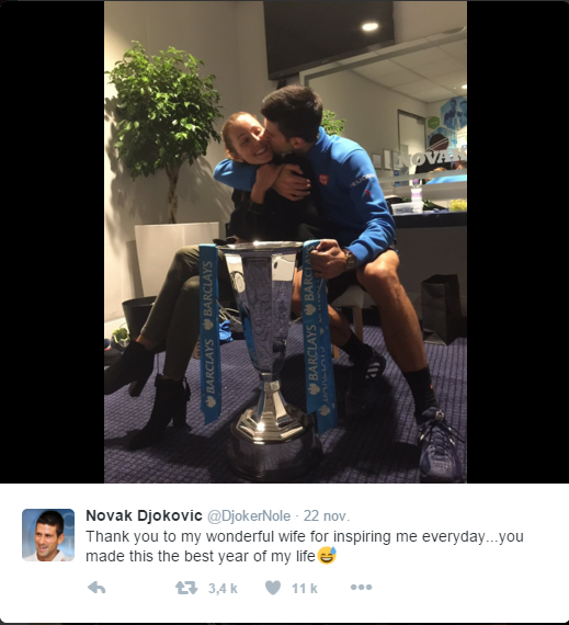Djokovic : Merci à ma merveilleuse femme de m'inspirer tous les jours