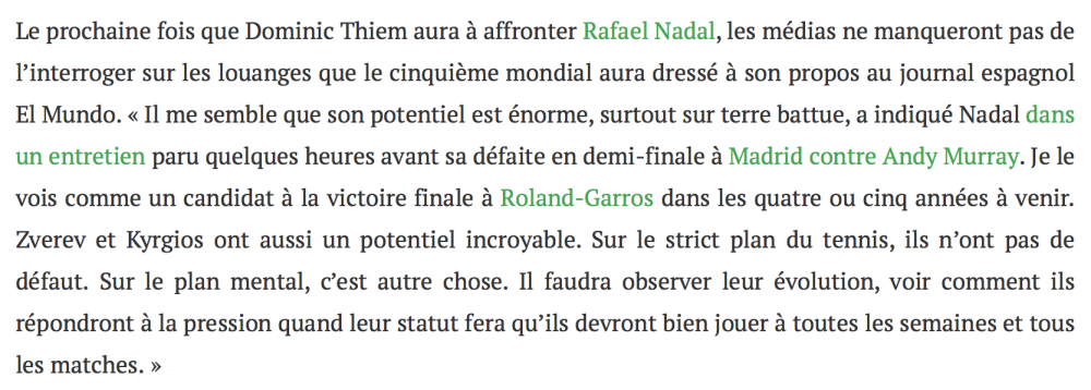 Nadal sur Thiem : Je le vois comme un candidat à la victoire finale à Roland-Garros dans les quatre ou cinq années à venir