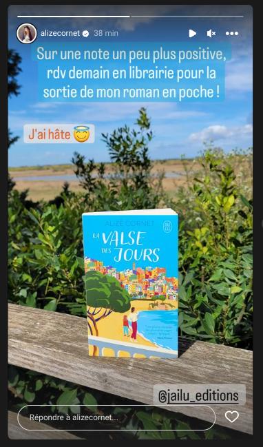 Depuis ce mercredi, vous pouvez retrouver le nouveau roman de poche d'Alizé Cornet en librairie, La Valse des Jours, aux édition Jailu.