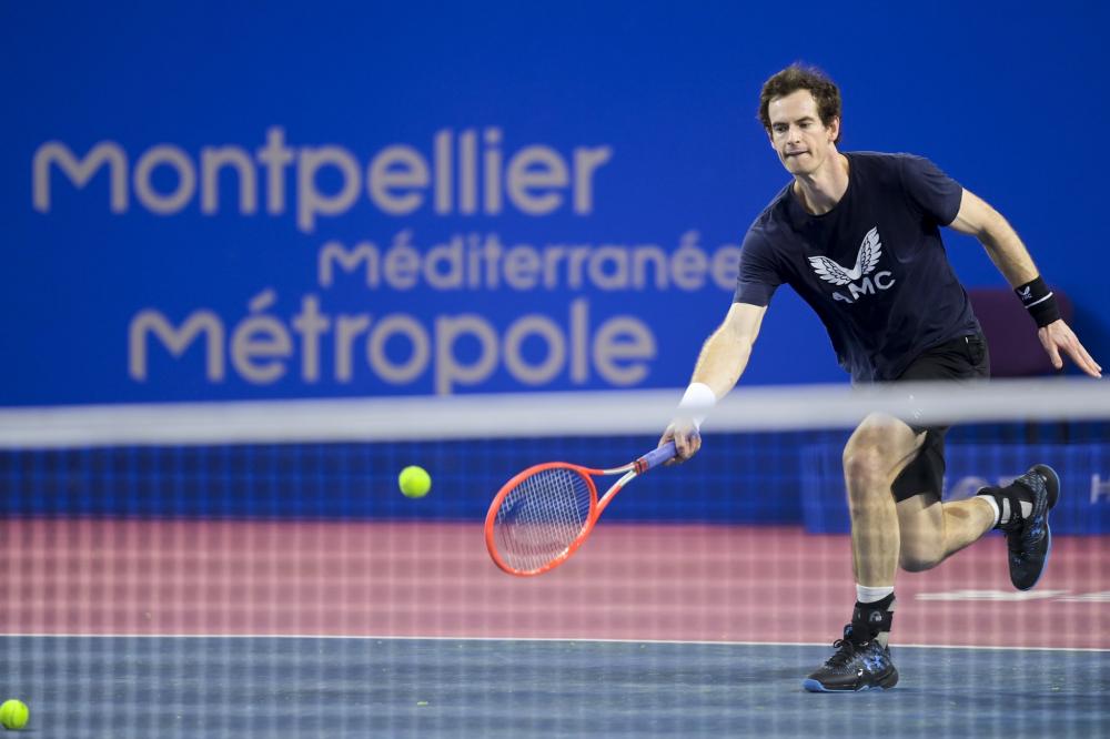 Murray et Pouille se sont entrainés ensemble à l'Open Sud de France ce samedi avant de démarrer le tournoi qui commence lundi.