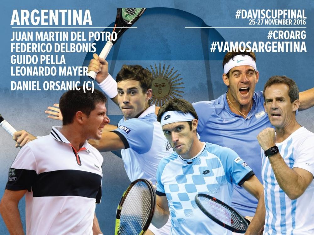 Del Potro, Delbonis, Pella et Mayer composent l'équipe d'Argentine qui jouera la finale de la Coupe Davis face à la Croatie, fin novembre.