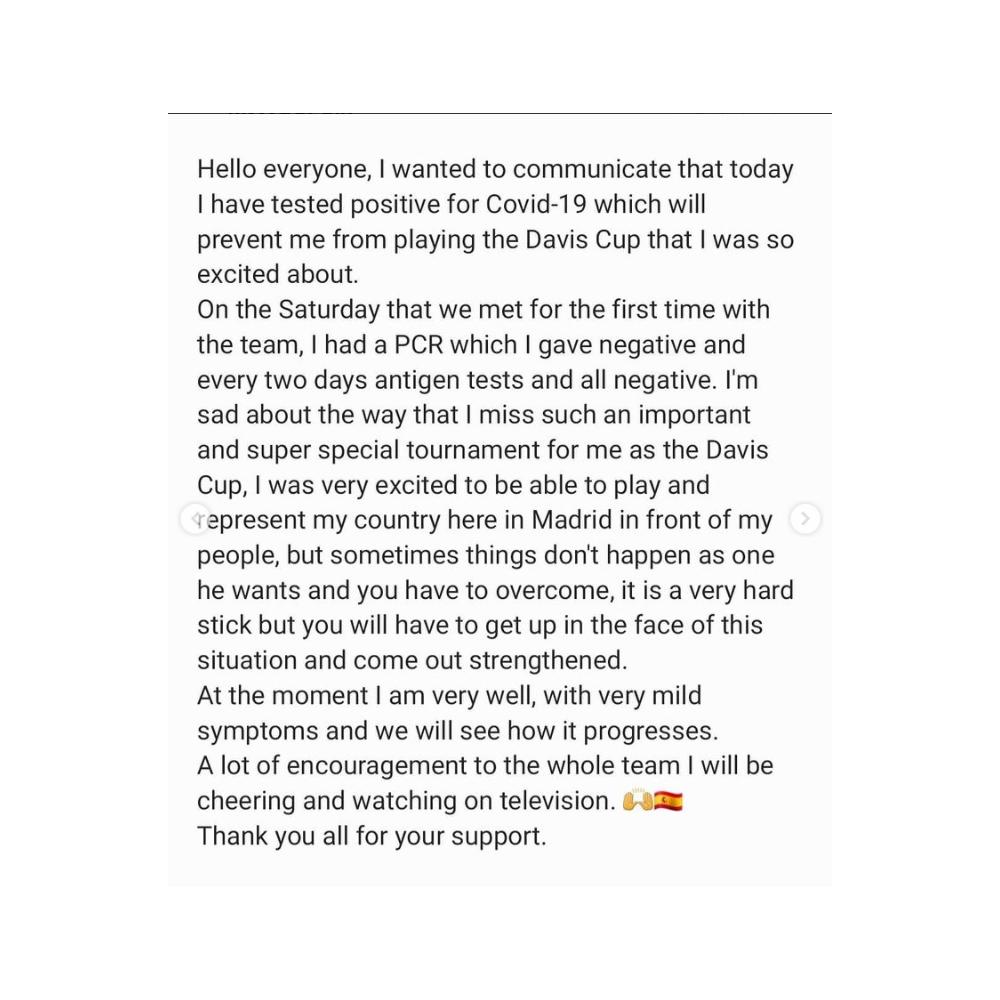 Alcaraz, tested Covid-19 positive, withdrawing from Davis Cup