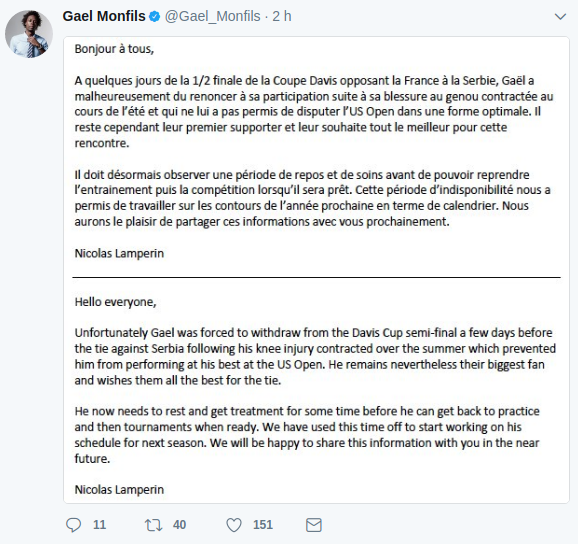 Saison terminée pour Monfils 
