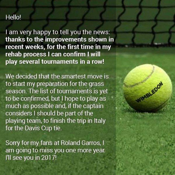 Del Potro forfait à Roland Garros