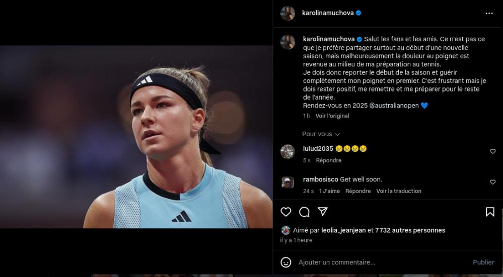 Karolina Muchova forfait pour l'Open d'Australie !