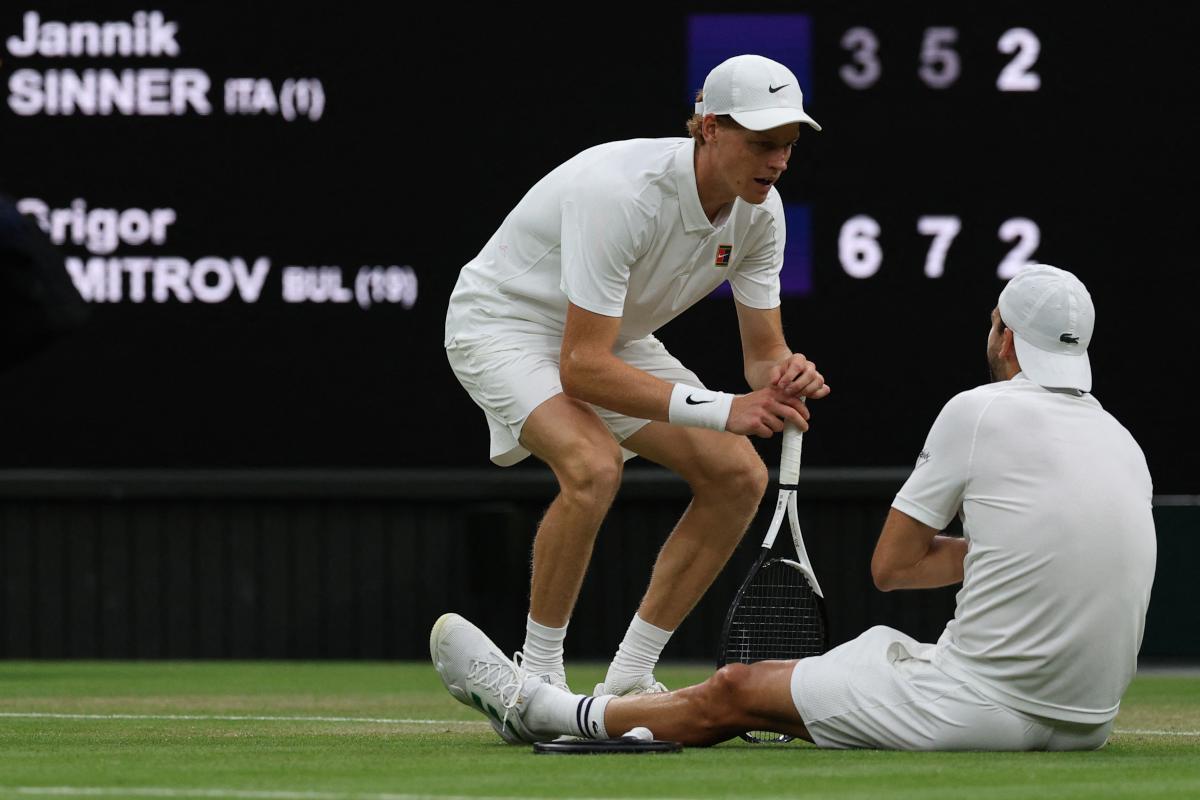 Trailing two sets to zero, Sinner prevails thanks to Dimitrov's withdrawal